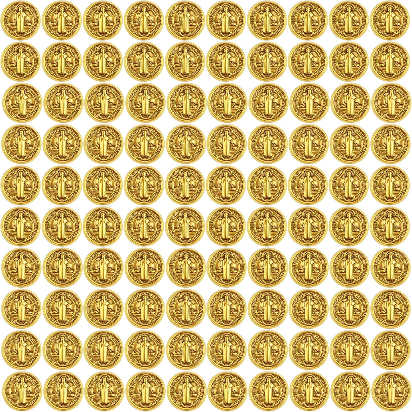 100pcs 9.5 mm Round Double-Sided Jesus Cross Spacer Beads Catholic Saint Benedict Beads Religious Loose Beads for DIY Rosary Bracelet Necklace Jewelry Making, 2 Colors