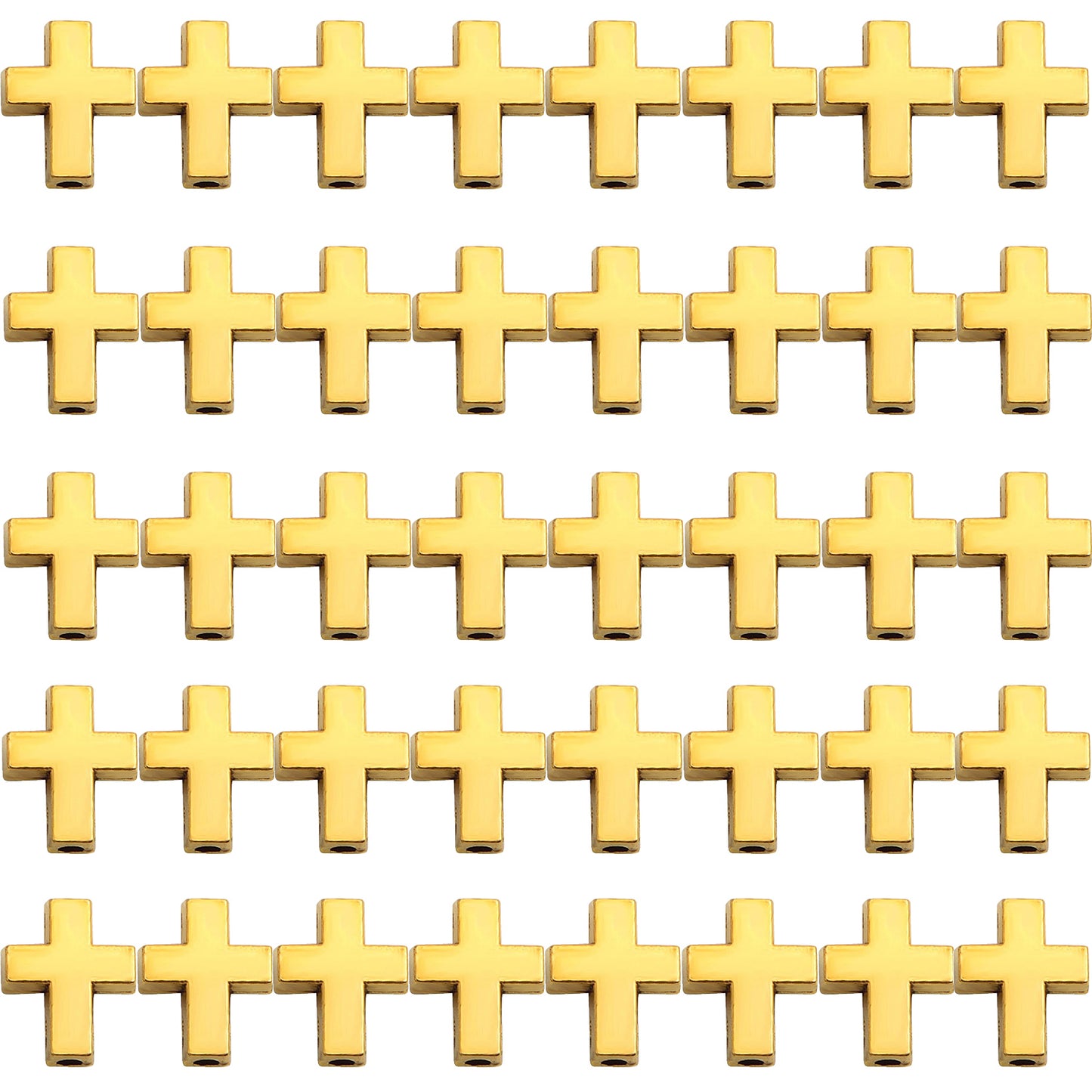 40pcs Mini Cross Shape Spacer Bead Antique Alloy Cross Crucifix Beads European Large Hole Loose Bead with A Box for DIY Jewelry Bracelet Jewelry Making Supplies, 2 Colors