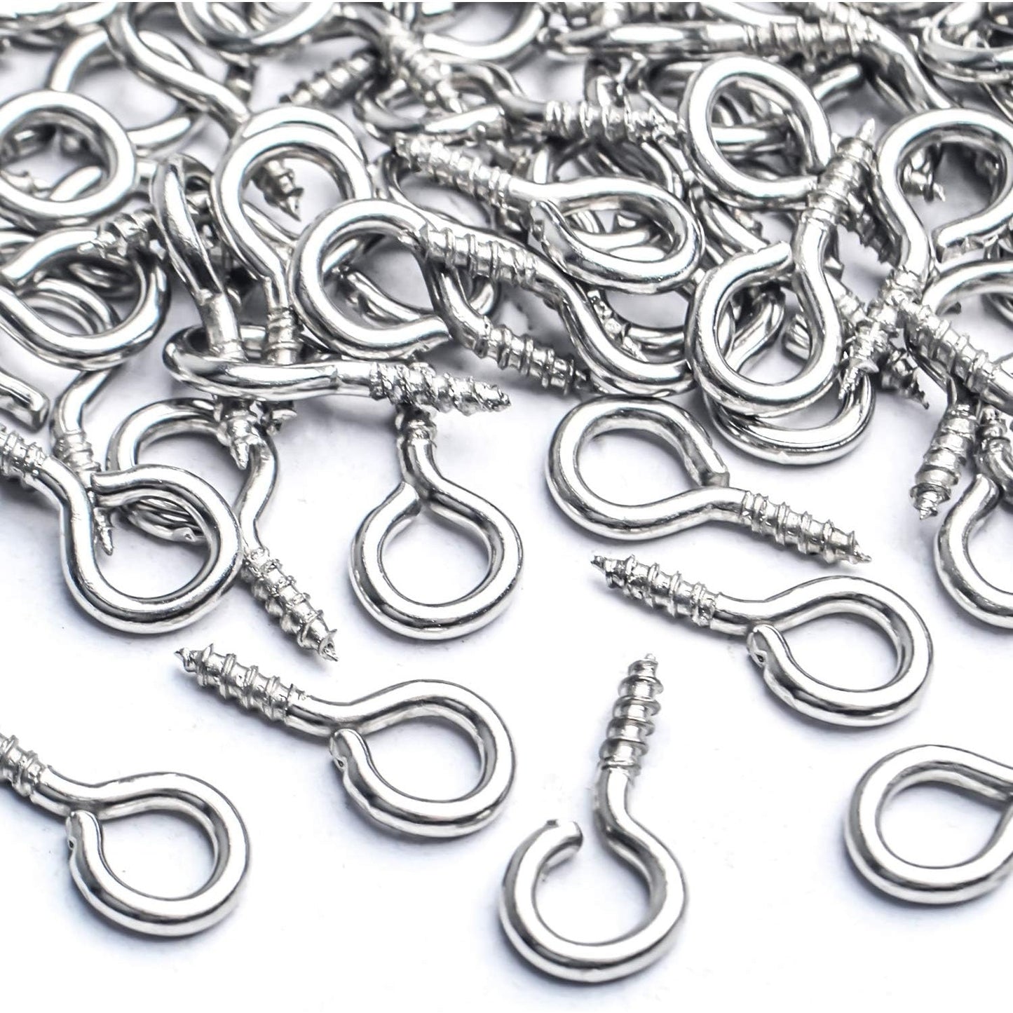 Small Eye Hooks,100pcs 13x7mm Mini Eye Pins Eye Screw Hooks Metal Eyelets Screw Eye Lags for Resin Jewelry Bead Plastic Wood