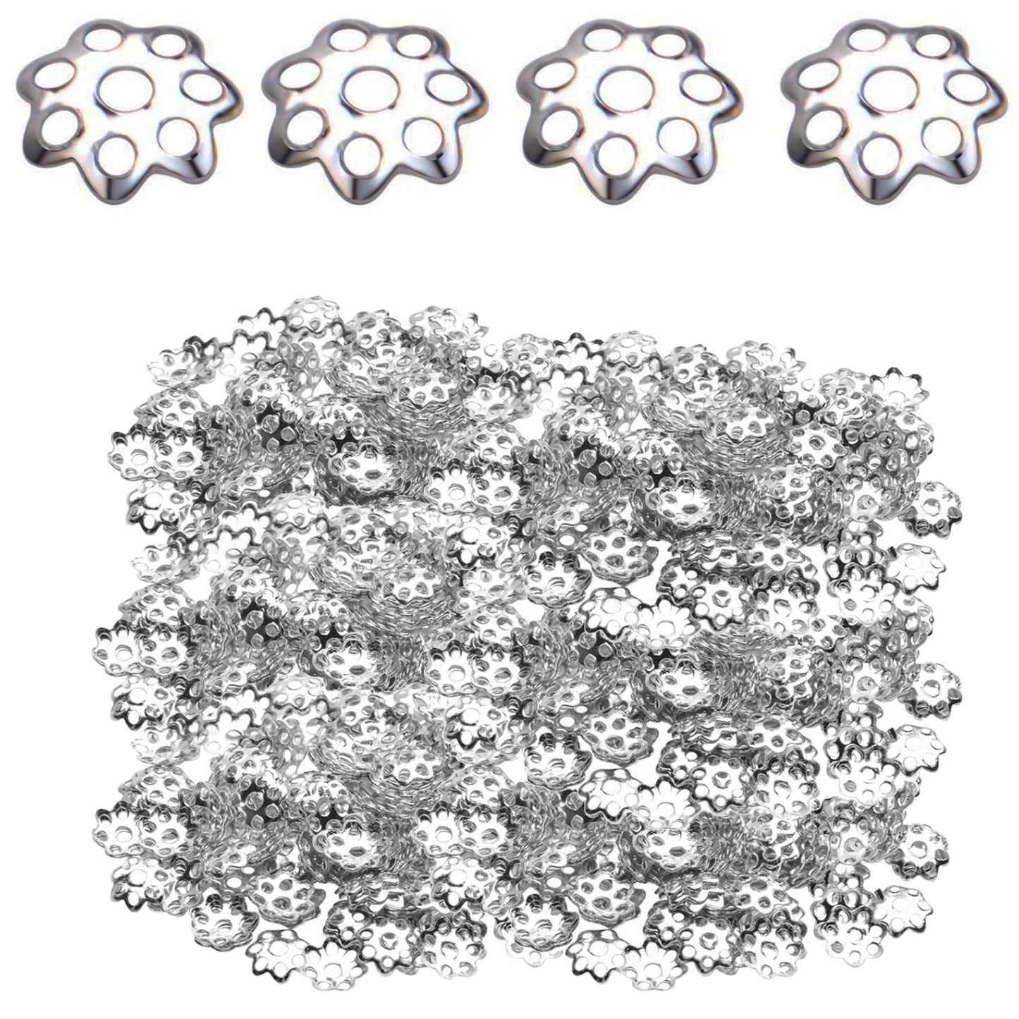 Flower Bead Caps, 800Pcs Filigree Flower Beads Caps Alloy Spacers Beads for DIY Jewelry Making Bracelet Necklace Earrings