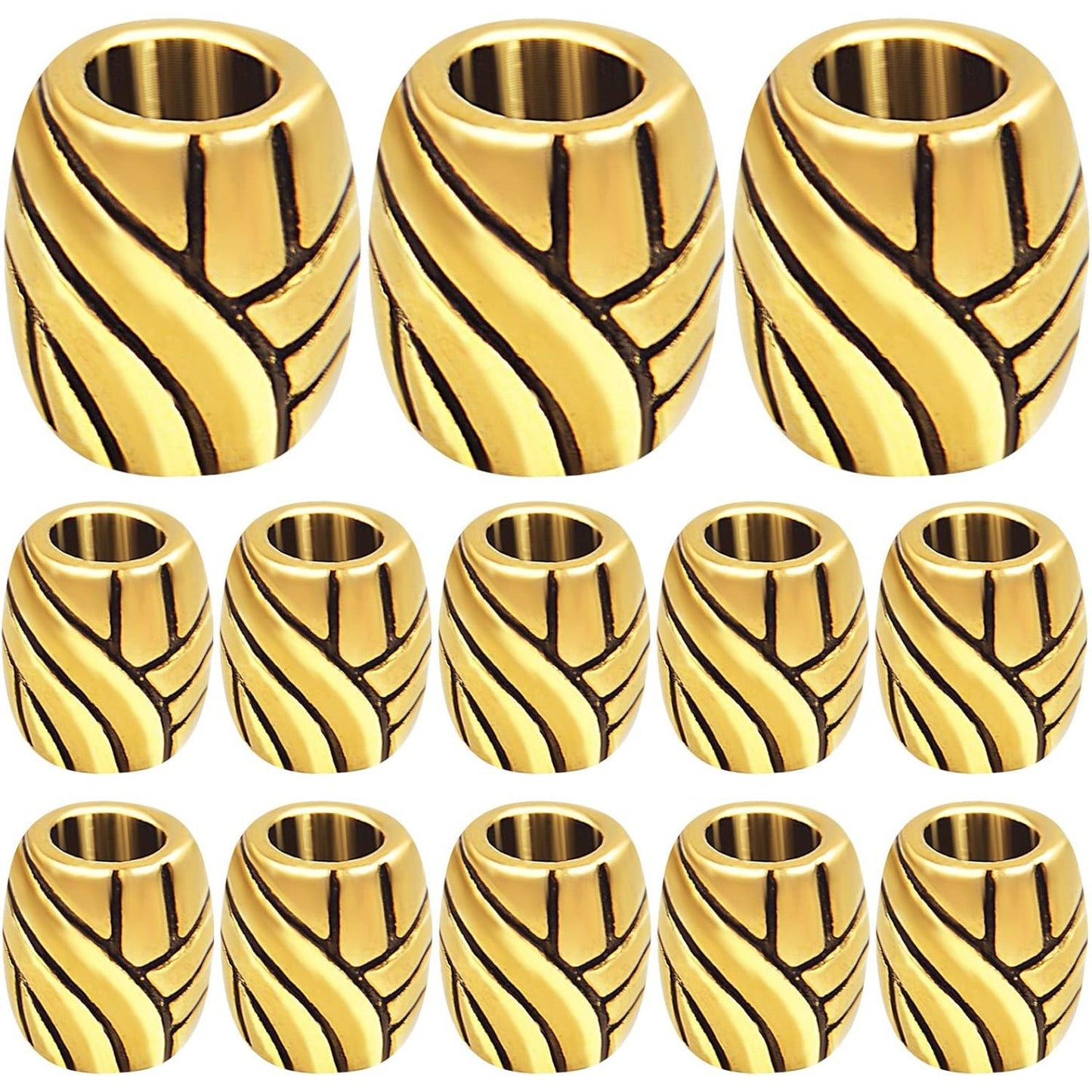 50pcs Antique Golden Large Hole Spacer Beads Alloy Column Tube Beads Loose Barrel Beads Jewelry Findings for DIY Bracelet Necklace Handmade Decor, Hole: 4.7 mm