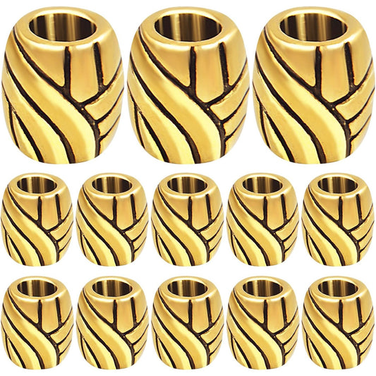 50pcs Antique Golden Large Hole Spacer Beads Alloy Column Tube Beads Loose Barrel Beads Jewelry Findings for DIY Bracelet Necklace Handmade Decor, Hole: 4.7 mm