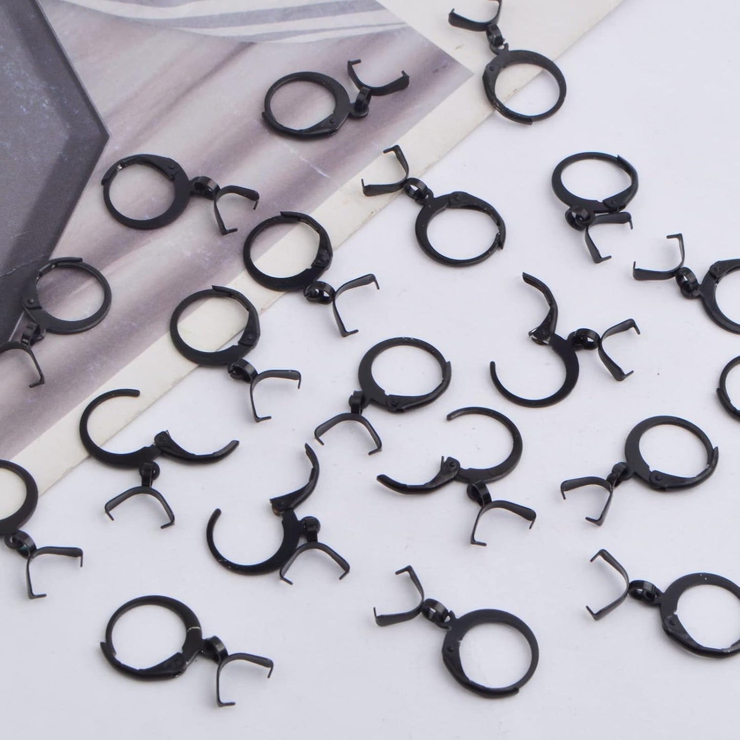 20pcs Stainless Steel Round Earring Hooks Hypoallergenic Leverback Ear Wires Hooks with Pinch Bail Clasps Earring Components for DIY Dangle Jewelry Making Supplies, Black
