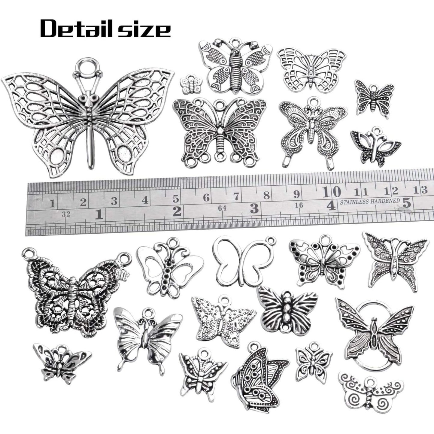 100g Craft Supplies Antique Silver Mixed Butterfly Charms Fly Insect Pendant Charms for DIY Necklace Bracelet Crafting,30-60pcs