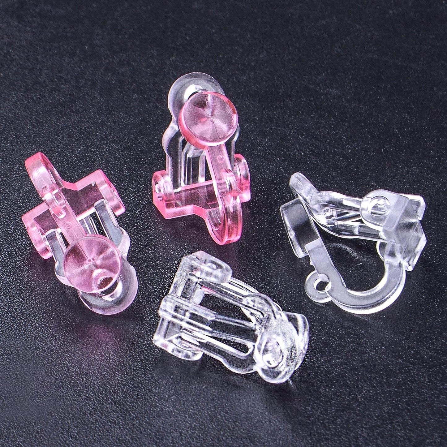 20pcs Triangle Shape Clip-on Earring Converters Plastic Non Pierced Ears Stud Earrings Components with Loop for DIY Earrings Design Jewelry Making, 2 Colors, 13.5 mm x 12.5 mm