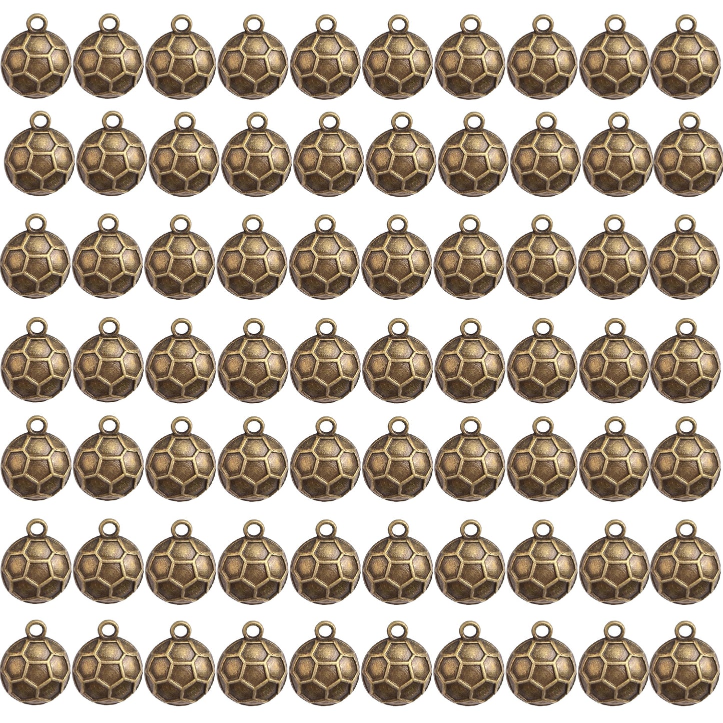 70 Pieces Football Sports Charms Alloy Soccer Ball Pendant Ball Bead Sports Dangle Charms Craft Supplies for DIY Bracelets Necklaces Jewelry Making Gifts, 7 Colors