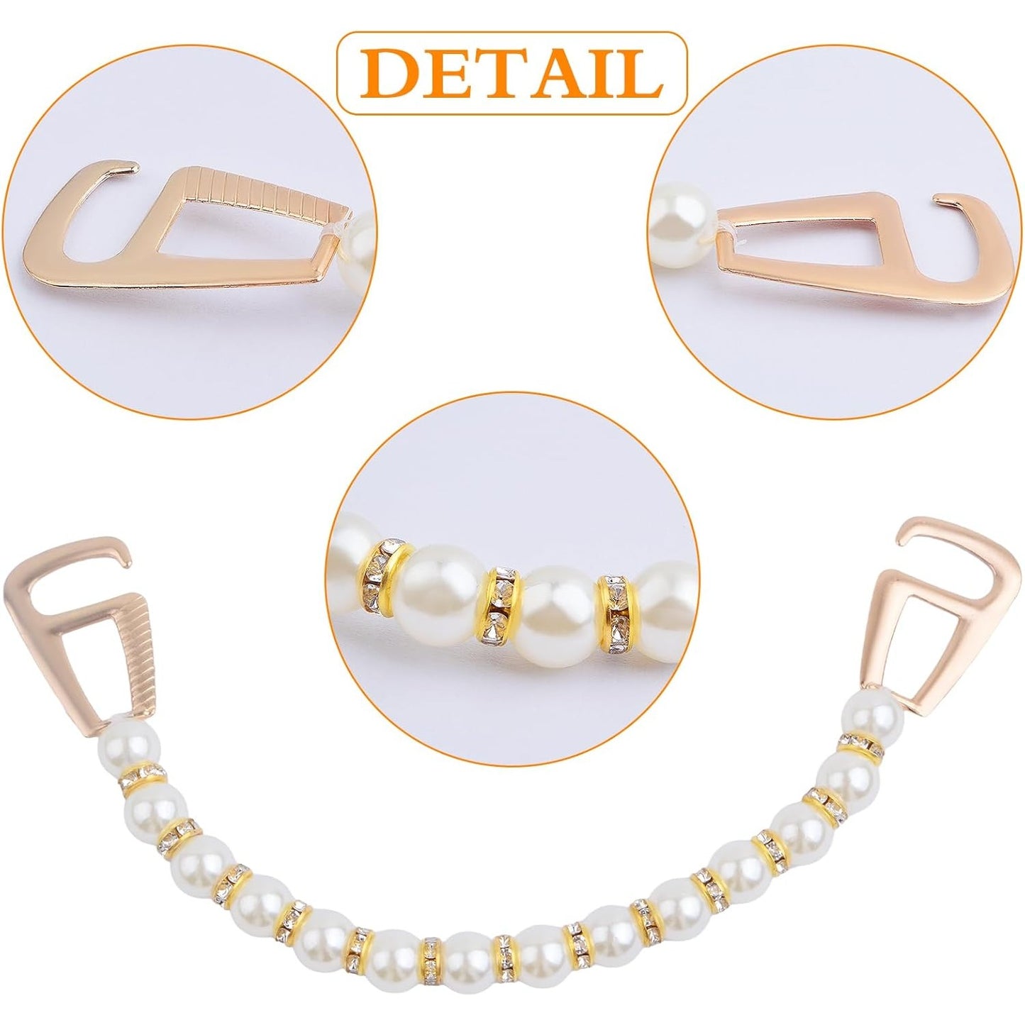 1 Pack of Mixed Bling Shoe Charms Pearl Chain Buckle Flower Butterfly Ornaments and 1 Pair of Pearls Shoe Chains, Clog Slippers Shoes Decorations for Women Party Birthday Gifts