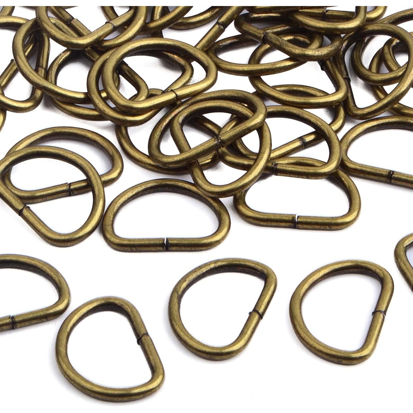 100pcs Metal Semi-Circular D Rings Heavy Duty Half Round D-shaped Rings Loop Buckle Hardware Accessories for DIY Clothing Backpack Belt Sewing Craft Projects, Bronze