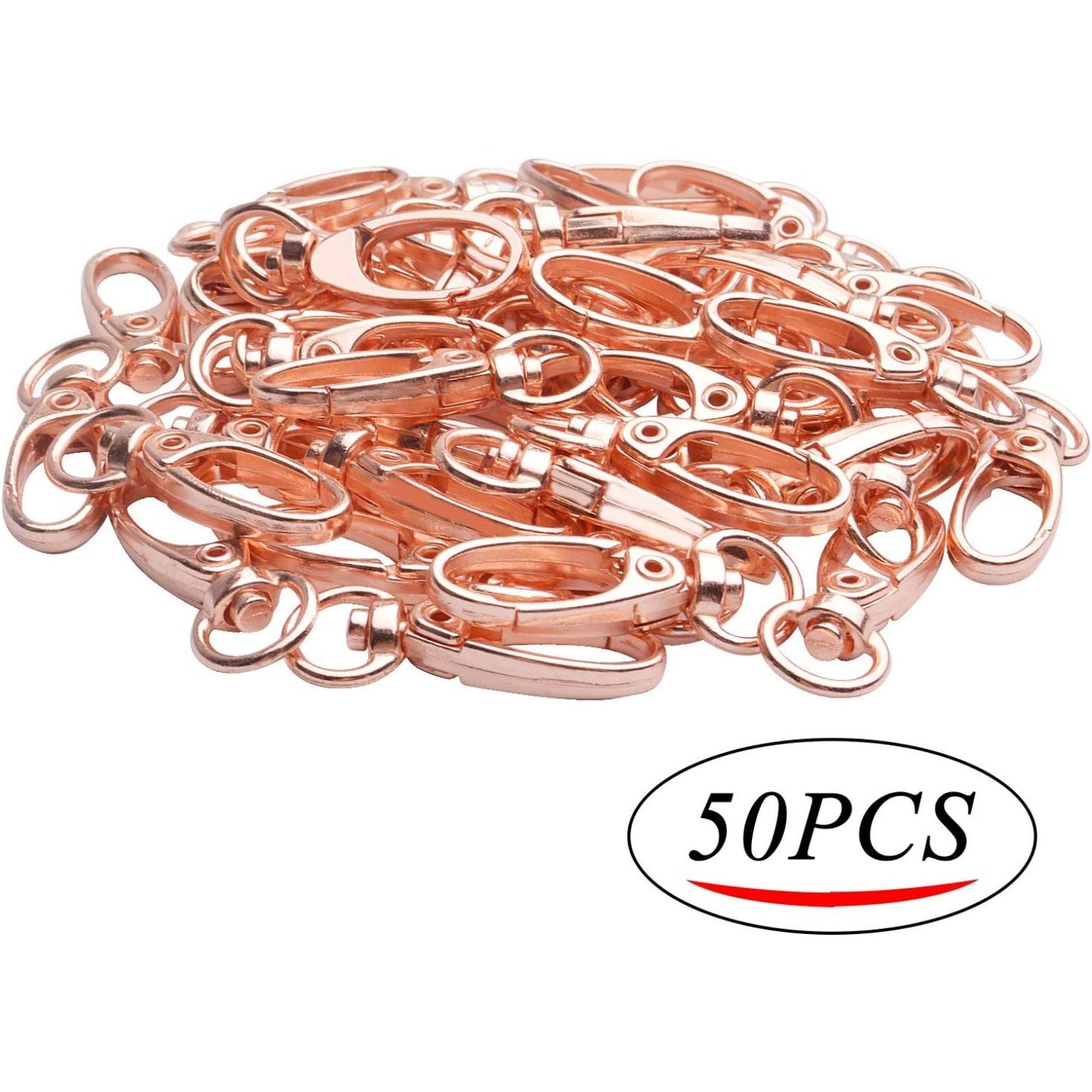 Swivel Clasp Clips,50pcs 35mm Swivel Trigger Clips Metal Keyring Clasps Snap Hooks for Hanging Key Chains Dog Leashes Crafts Decorations,Rose Gold