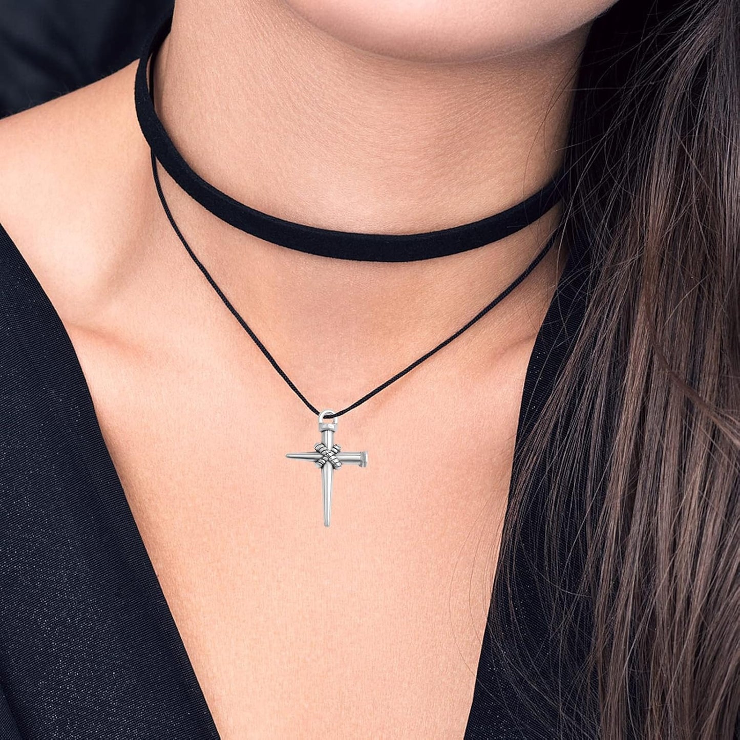 50pcs Antique Silver Jesus Cross Charms Alloy Religious Cross Crucifix Pendants Crucify Dangle Charms for DIY Necklace Bracelet Keychains Jewelry Making Crafting