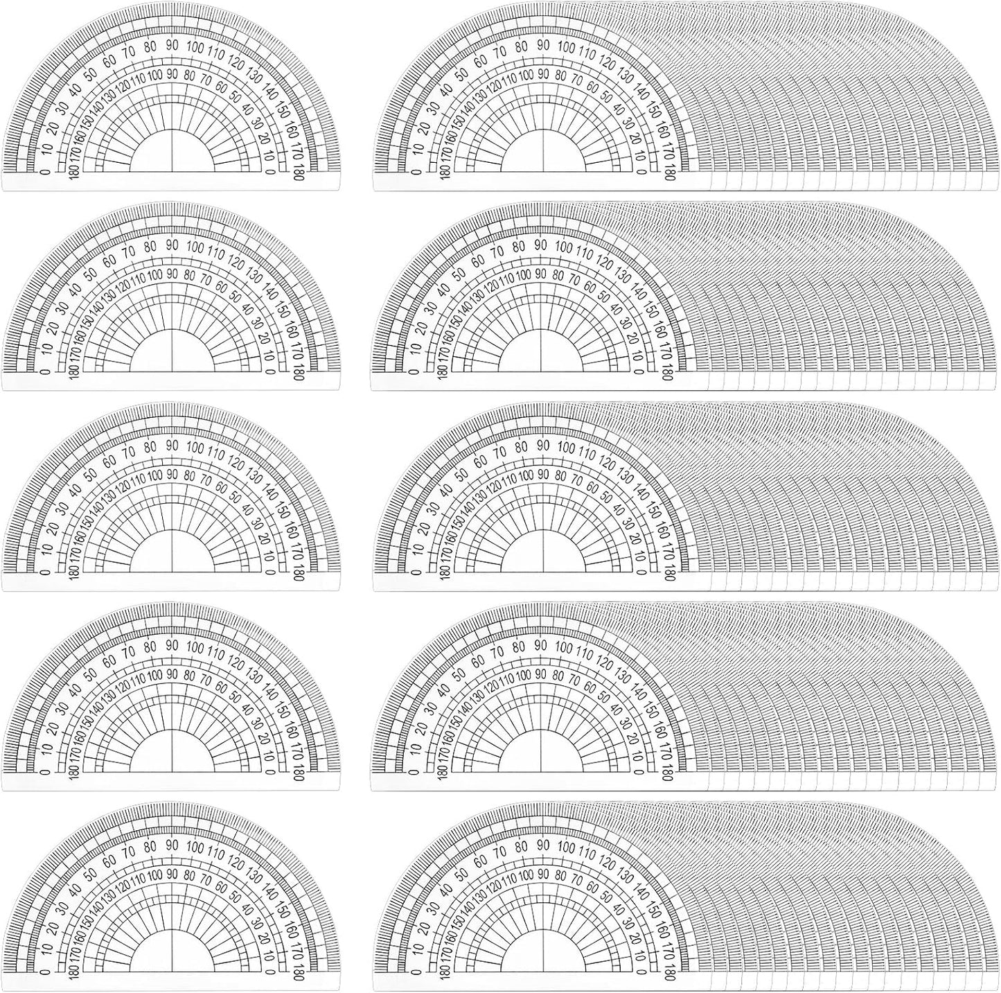 HENDEVL 100 Pack Plastic Protractor 180 Degree Math Protractors Geometry Student Protractor, 4 Inches, Clear