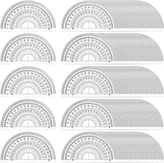 HENDEVL 100 Pack Plastic Protractor 180 Degree Math Protractors Geometry Student Protractor, 4 Inches, Clear