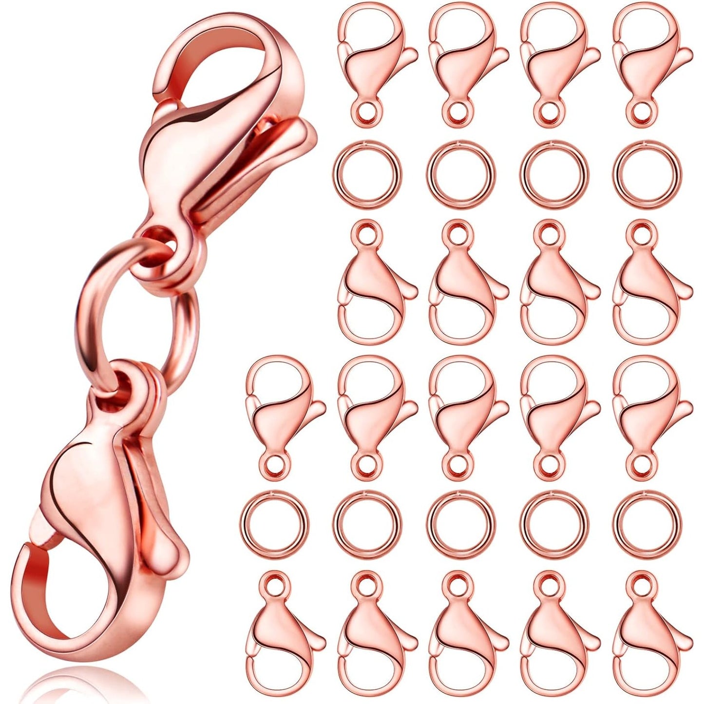 10 Sets Double Lobster Clasp Extender Stainless Steel Lobster Clasp Claw Connectors Bracelet Extension Clasps for DIY Crafts Necklace Jewelry Making Handmade Decoration