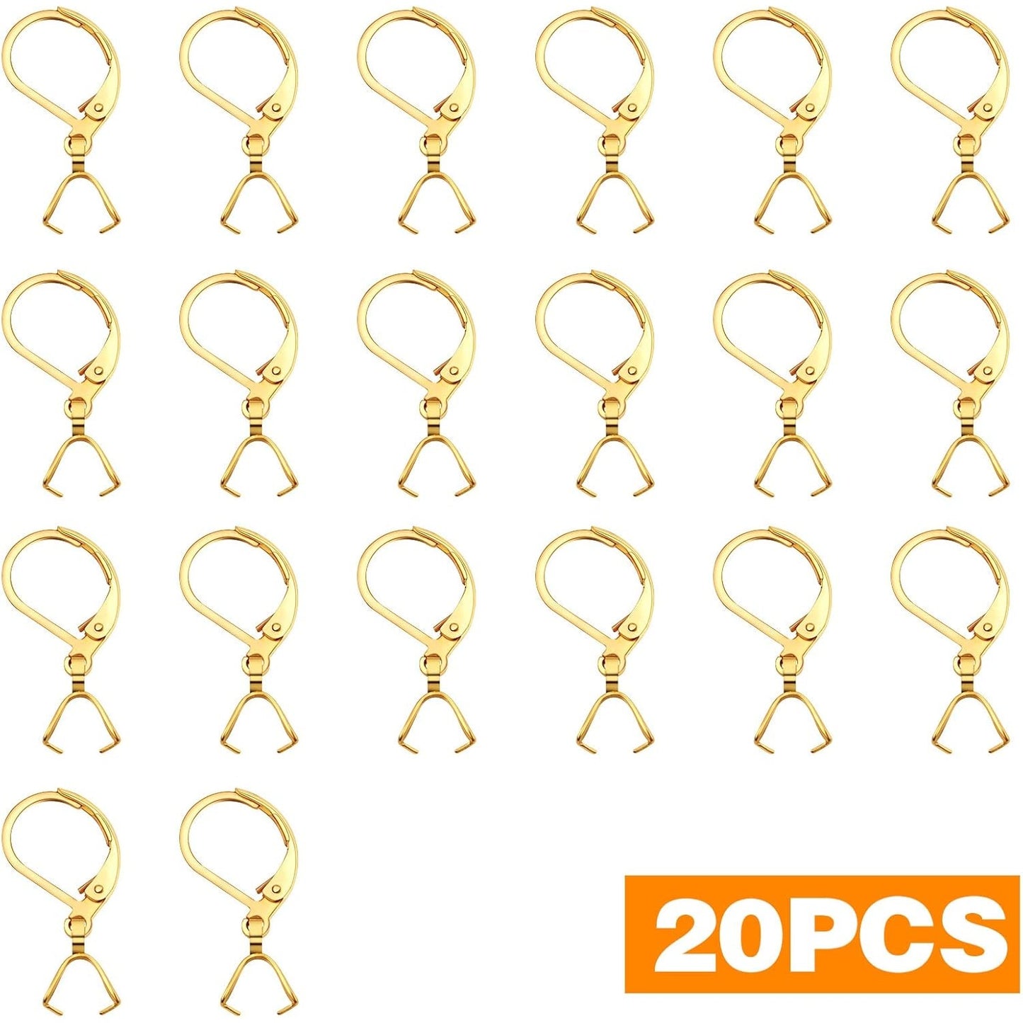20pcs Stainless Steel French Earring Hooks Leverback Earwires Hypoallergenic Earring Findings with Pendant Clasp for DIY Earrings Jewelry Making