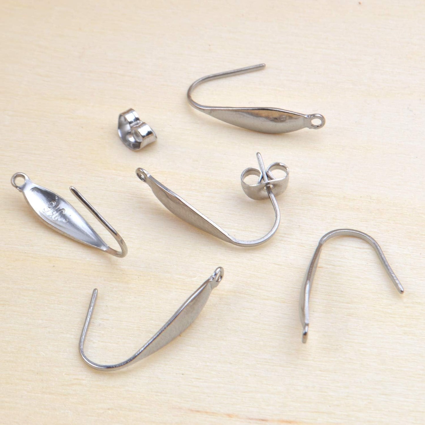 50pcs Earring Hooks Teardrop Ear Wire Hooks with 50pcs Stainless Steel Butterfly Earring Backs for Jewelry Making