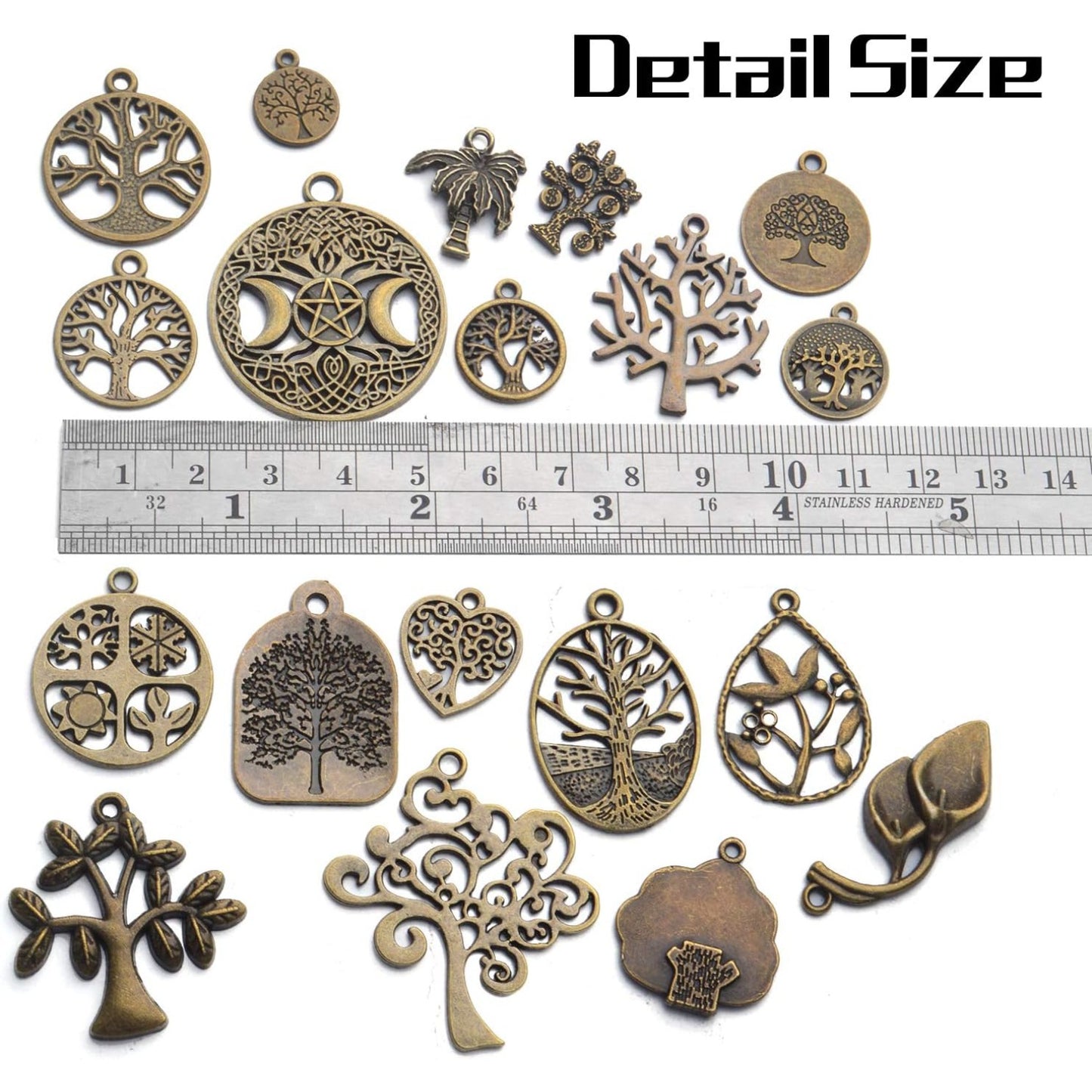 Tree of Life Charms,100 Gram Craft Supplies Antique Bronze Tree of Life Pendants Mixed Tibetan Tree Beads Charms Jewelry Findings for DIY Necklace Bracelet Earring