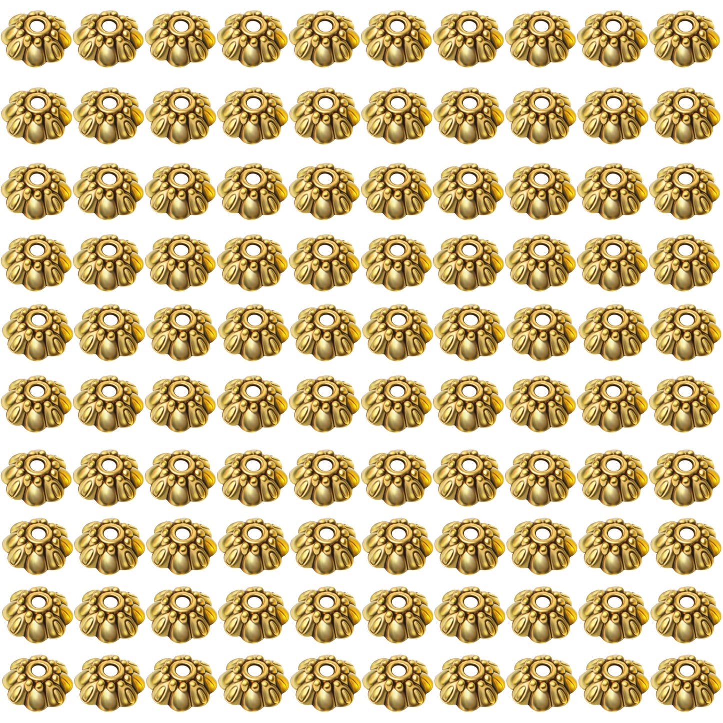 100pcs Flower Beads Caps Spacer Beads Caps Bead End Caps Flower Caps with A Box for Bracelet Necklace Earring Jewelry Making Supplies