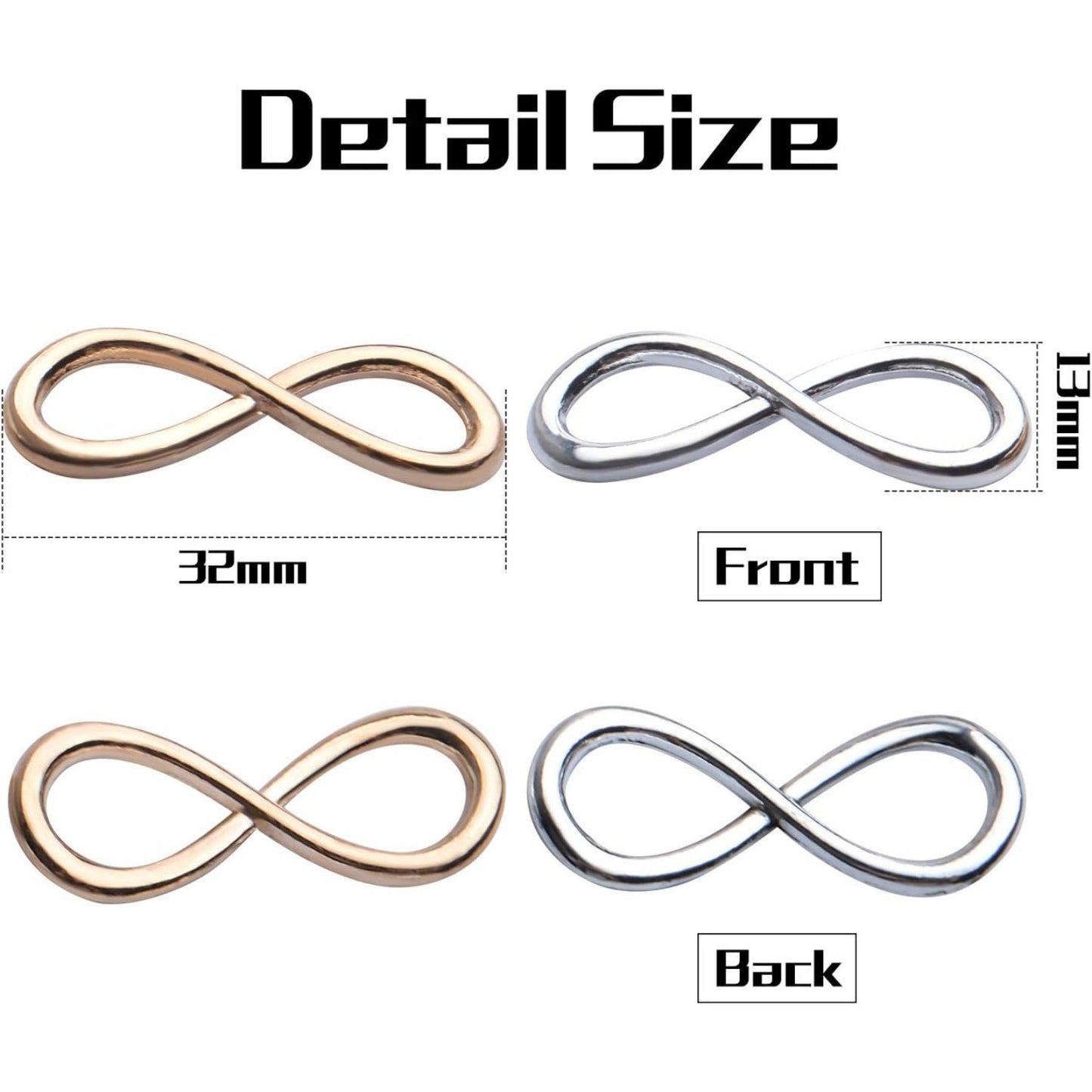 Infinity Connector Charms,50pcs Infinity Symbol Connectors Alloy Infinity Link Charms Silver and Golden Jewelry Accessories for DIY Necklace Bracelet,32x13mm