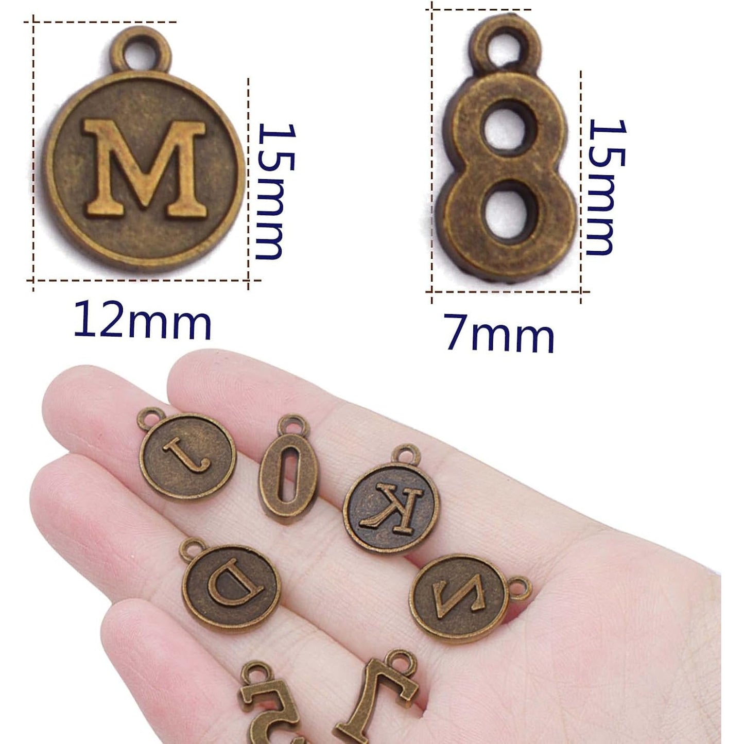 3 Sets (78pcs) Round Letter Charms 26 Alphabet A-Z Pendants and 5 Sets (50pcs) 0-9 Number Charms for Jewelry Making Crafts DIY
