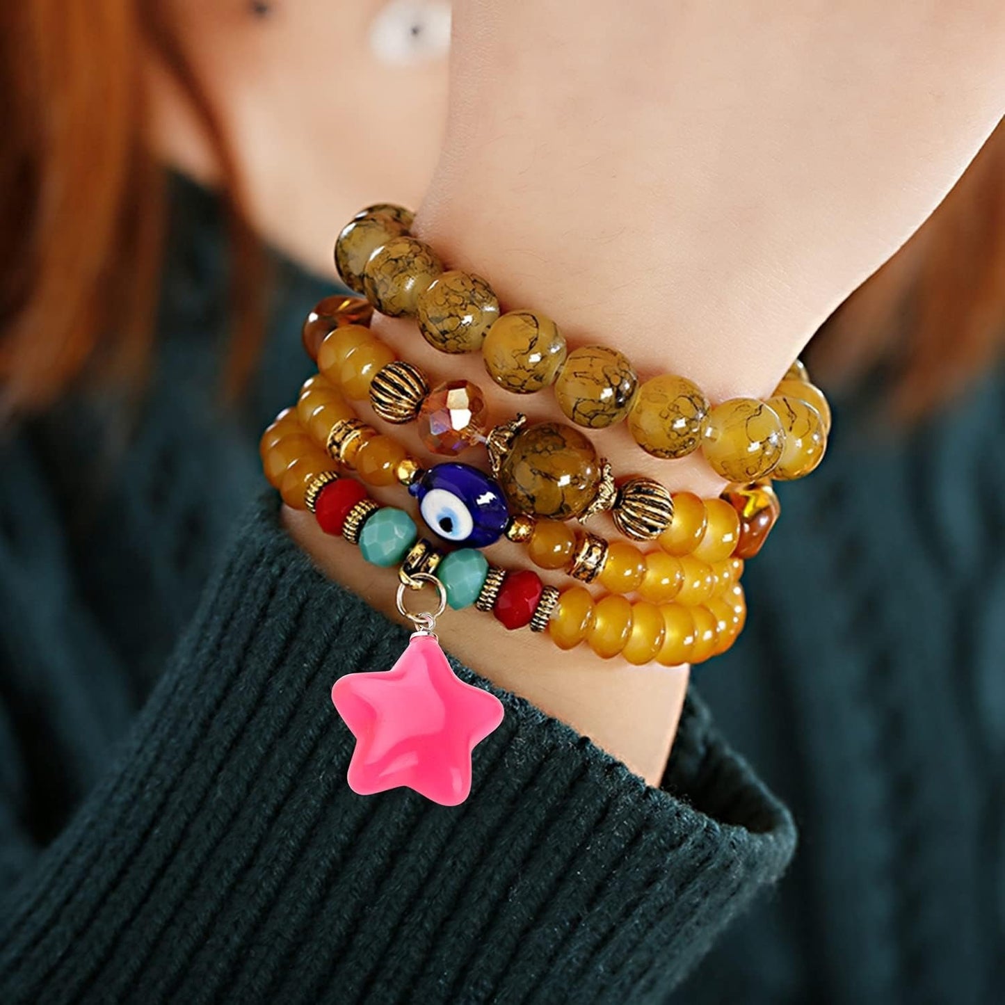 20pcs Mixed Color Star Pendants & Charms Resin Star Beads Craft Supplies for DIY Earrings, Necklace & Bracelet Jewelry Making Accessory
