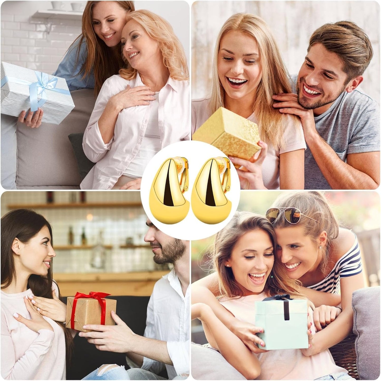 1 Pair Drop-shaped French Stainless Steel Earring Clips 18K Golden Plated No Holes Clip-on Earring Components for Women Non-Pierced Ears and DIY Dangle Earrings Making