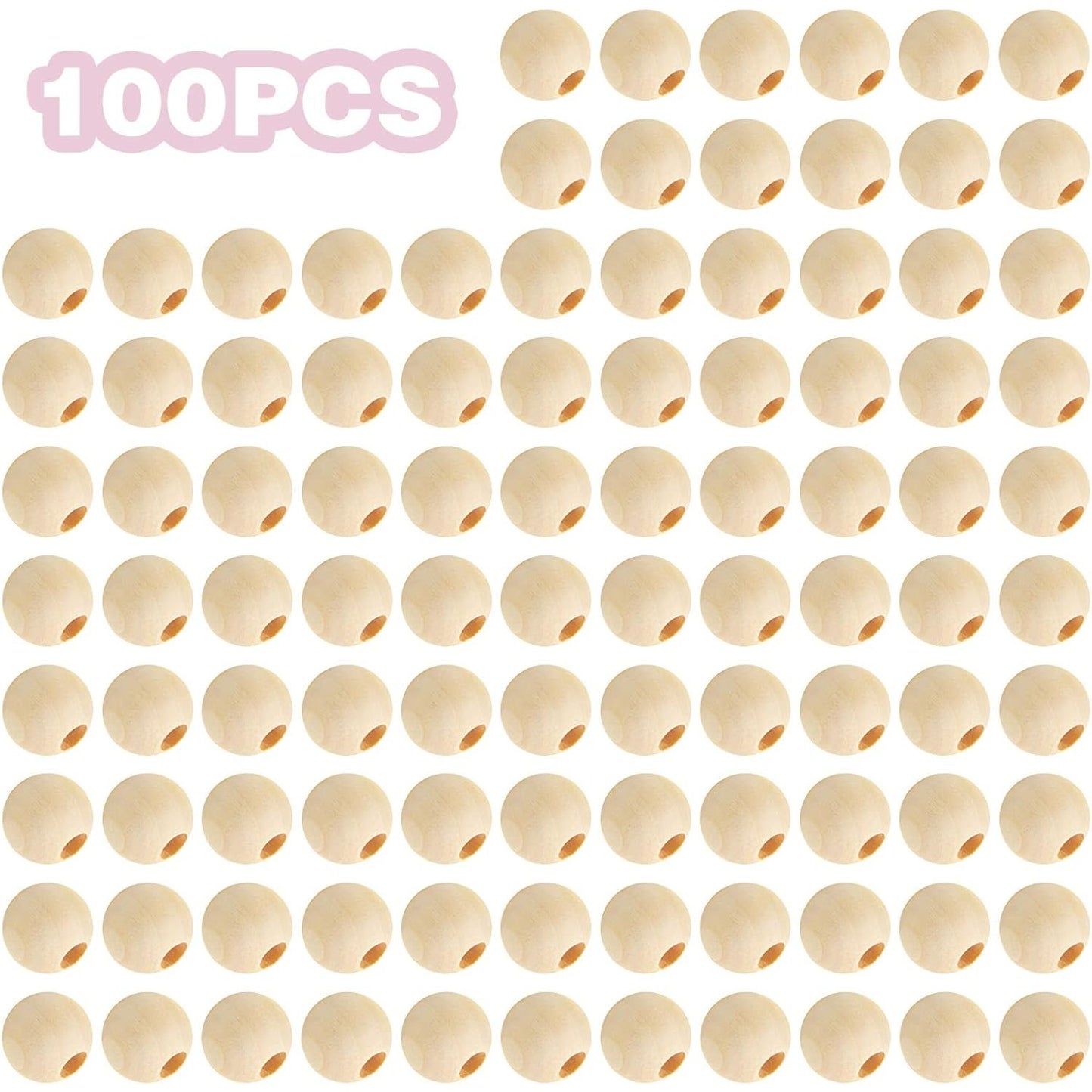 100pcs 12mm Wooden Beads Natural Unfinished Wood Spacer Beads Large Hole Round Loose Beads for Bracelet Pendants Crafts DIY Garland Jewelry Making, Hole: 5 mm