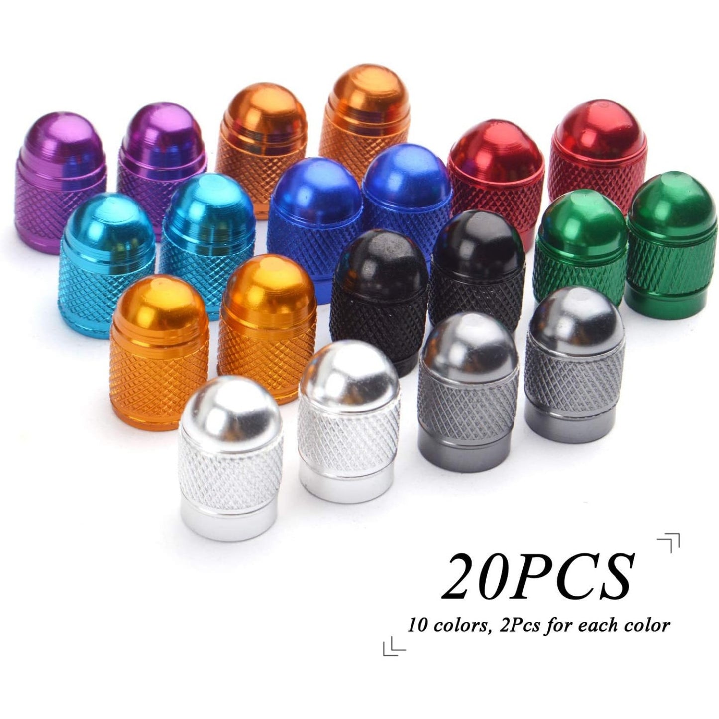 Universal Valve Caps,20pcs Tyre Valve Caps Multicolor Valve Stem Caps Dustproof Covers for Car Motorbike Bicycle,10 Colors