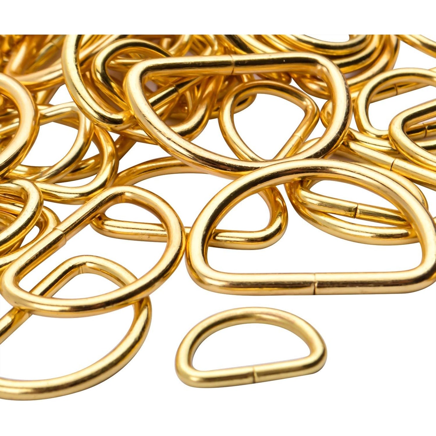 100pcs Multi-Purpose Metal D Rings Semi-Circular D Rings Hardware DIY Accessories for Bags Pet Collars Chain Bags,Gold,1/2inch,3/4inch and 1 inch