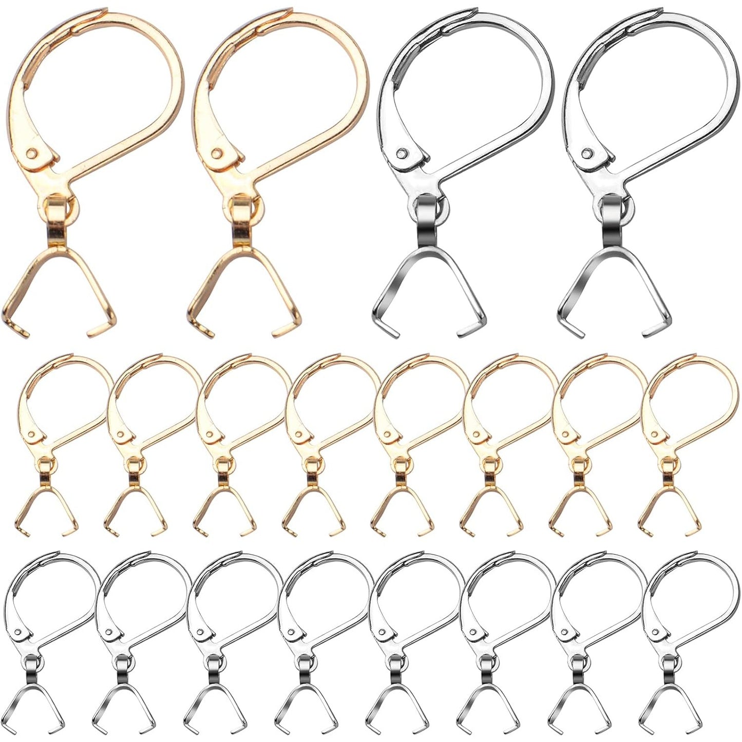 20pcs Stainless Steel French Earring Hooks Leverback Earwires Hypoallergenic Earring Findings with Pendant Clasp for DIY Earrings Jewelry Making