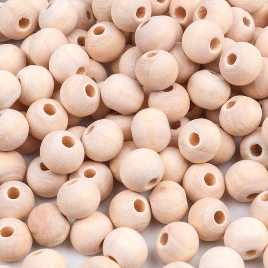 BronaGrand 300pcs 8MM Natural Color Round Ball Wood Spacer Beads Jewelry Findings Charms
