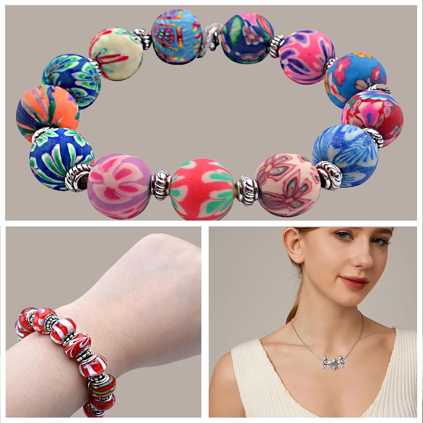 1 Box 300pcs 6 Styles Antique Silver Spacer Beads Tibetan Alloy Flower Charm Loose Bead Small Flat Round Rondelle Spacers Bulk for DIY Crafts Bracelets Earrings Jewelry Making