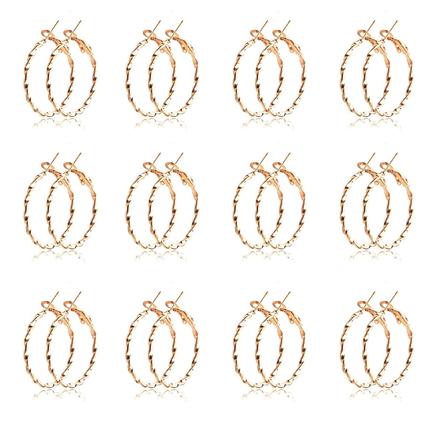 12 Pairs 6 Sizes Earrings Beading Hoop Hypoallergenic Round Circle Open Beading Hoop Earrings for DIY Crafts Jewelry Making Wedding Party Favor Gifts(Golden, Silver)