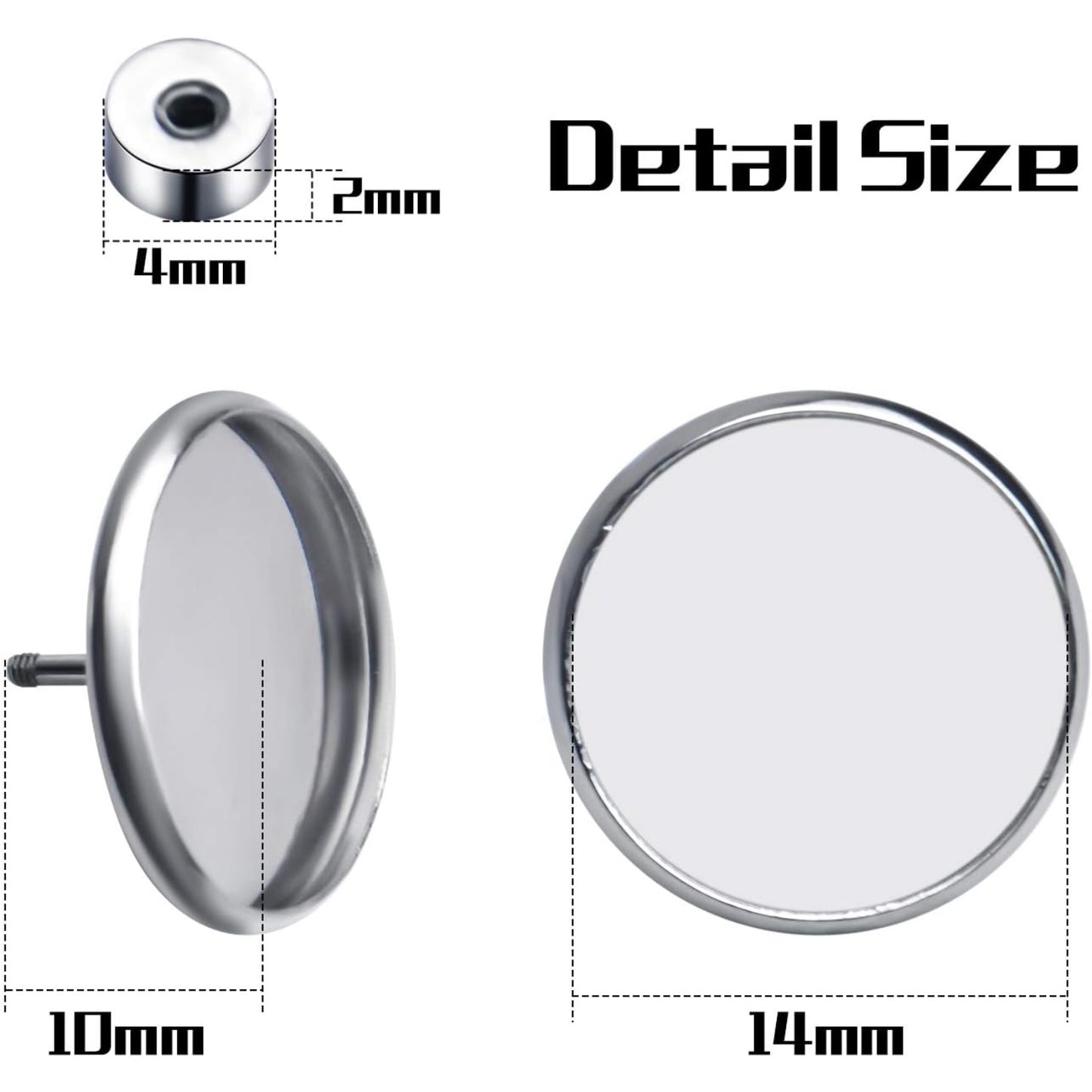 Stud Earring Bezels,10pcs 6mm Stainless Steel Hypoallergenic Cabochon Bezel Trays Gemstone Earring Posts Blanks Settings