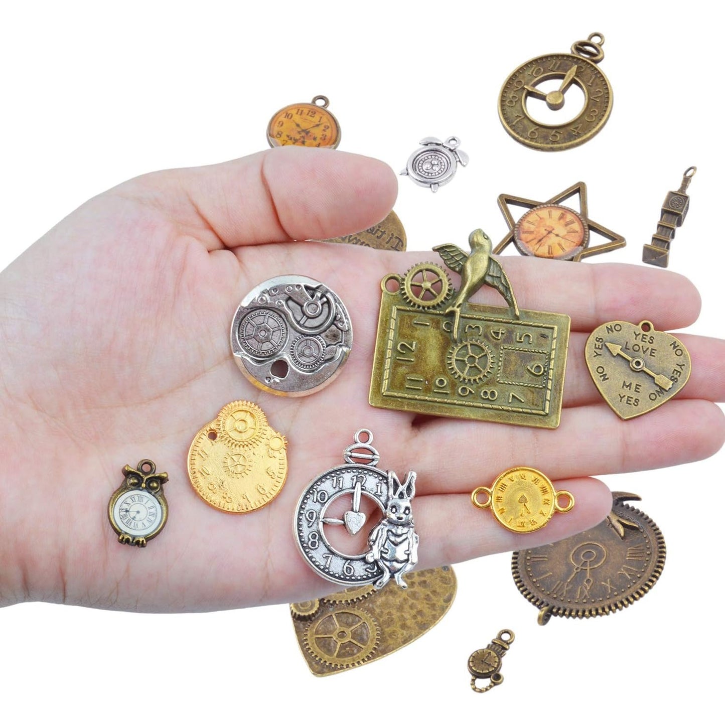 20pcs Mixed Antiqued Charms Clock Face Charm Pendant, DIY Crafts, Gears, Jewelry Making, Steampunk Pendants,3 Colors