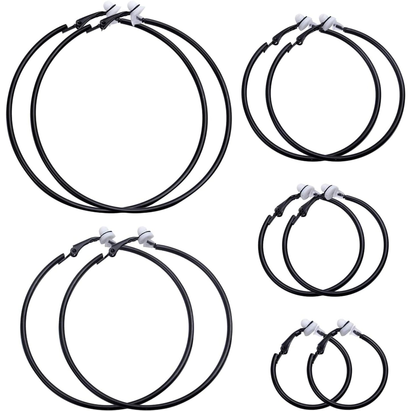 5 Pairs Gold Clip on Earrings Hoop Non Piercing Women Clip Earrings for Women, 5 Sizes
