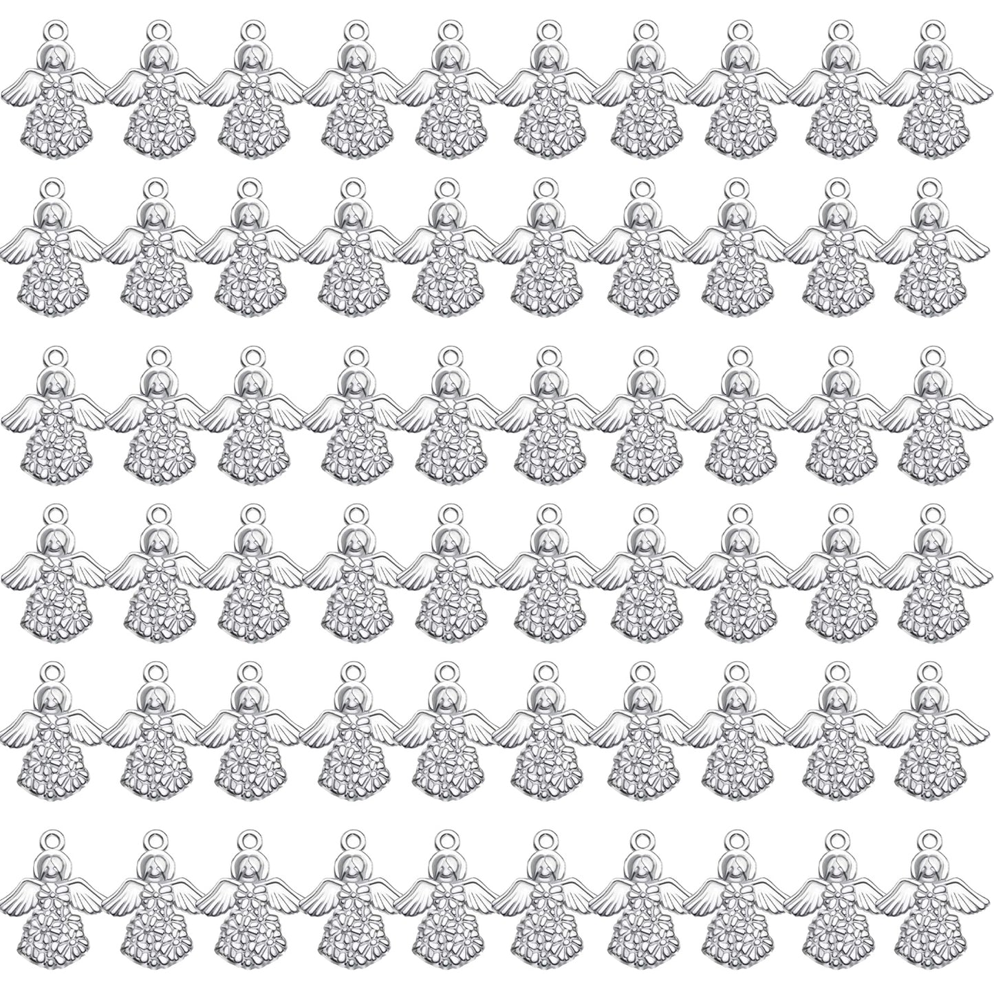 Angel Charms Pendant, 60pcs Tibetan Guardian Angel Charms Antique Alloy Angel Fairy Pendant Crafts Supplies for Necklace Bracelet Jewellery Making, Antique Bronze, Antique Silver, Golden