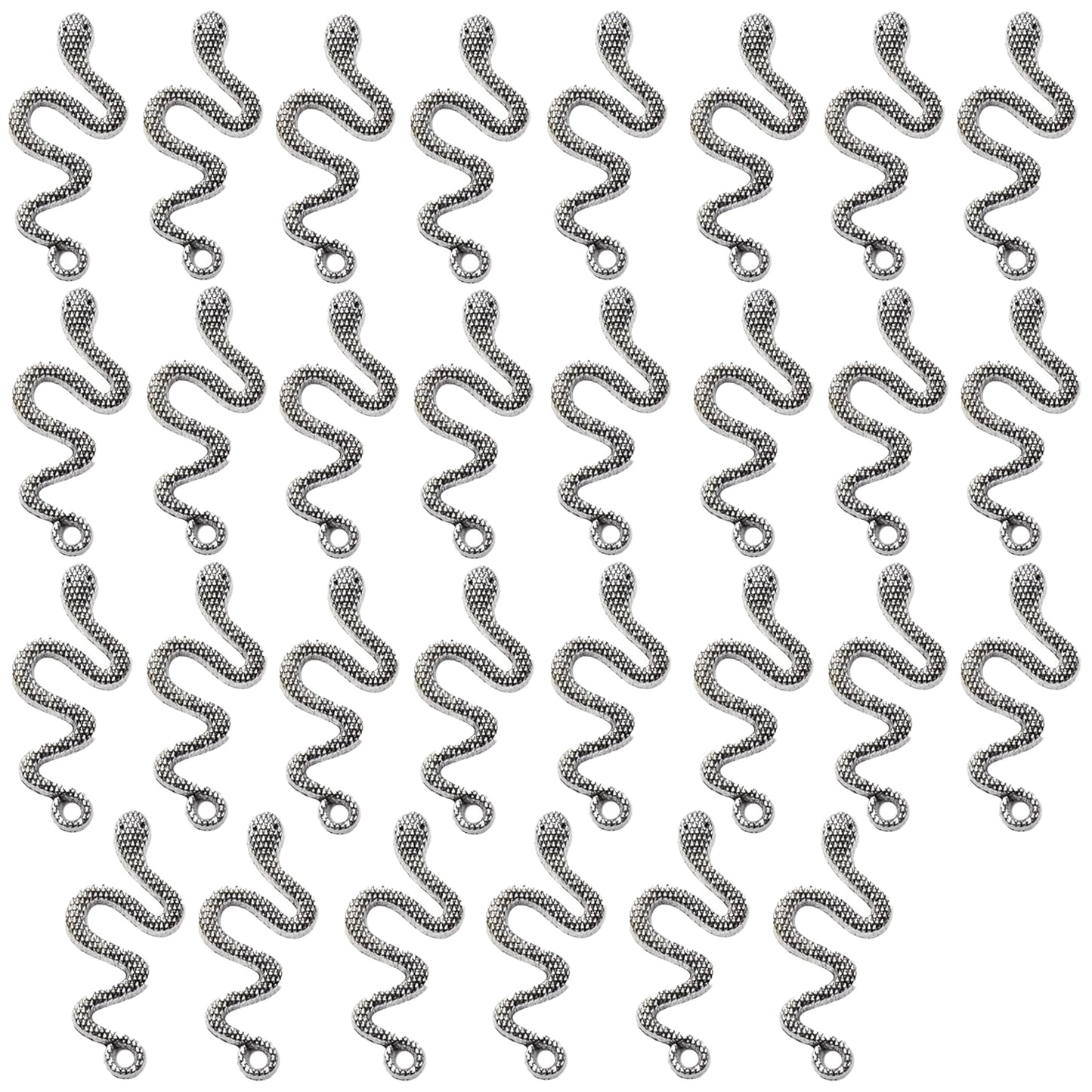 30pcs 5 Colors Snake Charms Pendants Alloy Mixed Styles Snake Serpent Charms Craft Supplies for Halloween DIY Bracelets Necklaces Earrings Jewelry Making