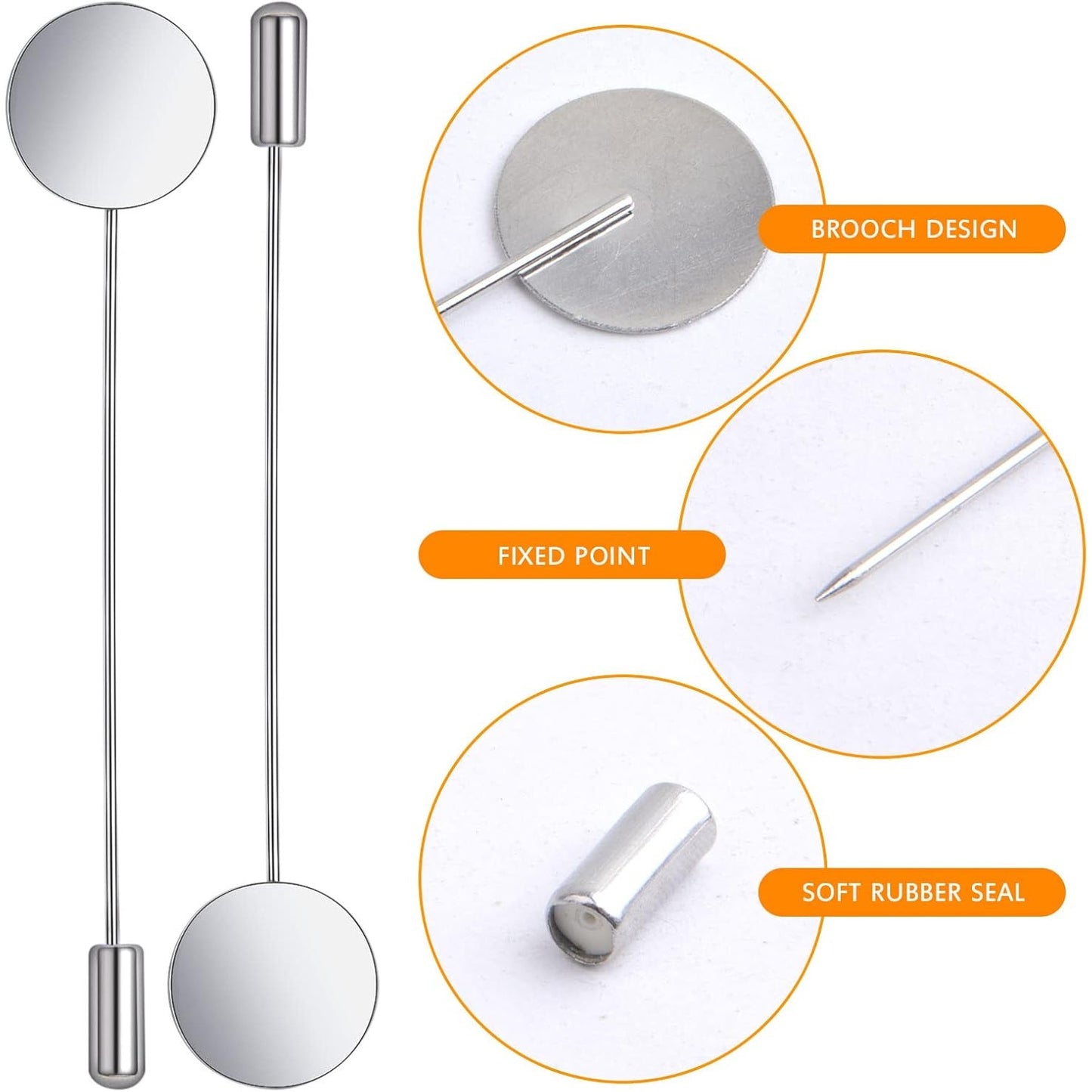 30pcs Round Tray Lapel Stick Pins Stainless Steel Tray Lapel Pin Blank Stick Brooch Pins DIY Costume Jewelry Accessories with a Box for Men Women Suit Tie Hat Scarf Badge