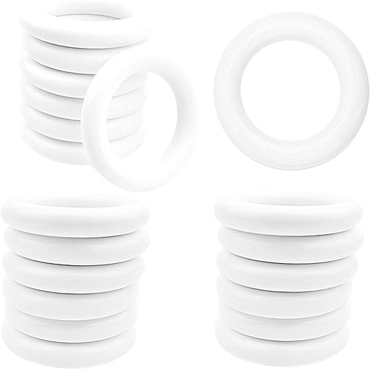 20 Pieces 55 mm Wooden Rings Natural Wood Rings Smooth Circles for DIY Craft Pendant Connectors Jewelry Making Accessories, White