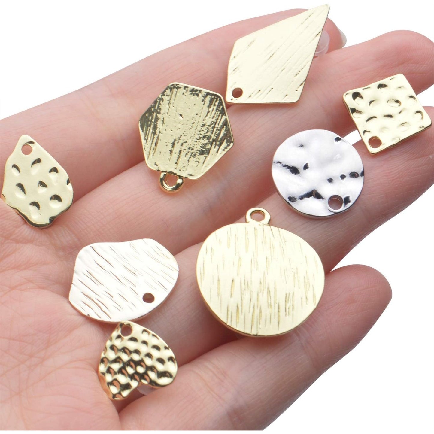 Blank Earring Set, 16pcs 8 Styles Metal Alloy Stud Earrings Post Blank Base with Loop Irregular Shapes Earring Pins with 16pcs Bullet Earring Backs for DIY Earring Jewelry Making, Golden