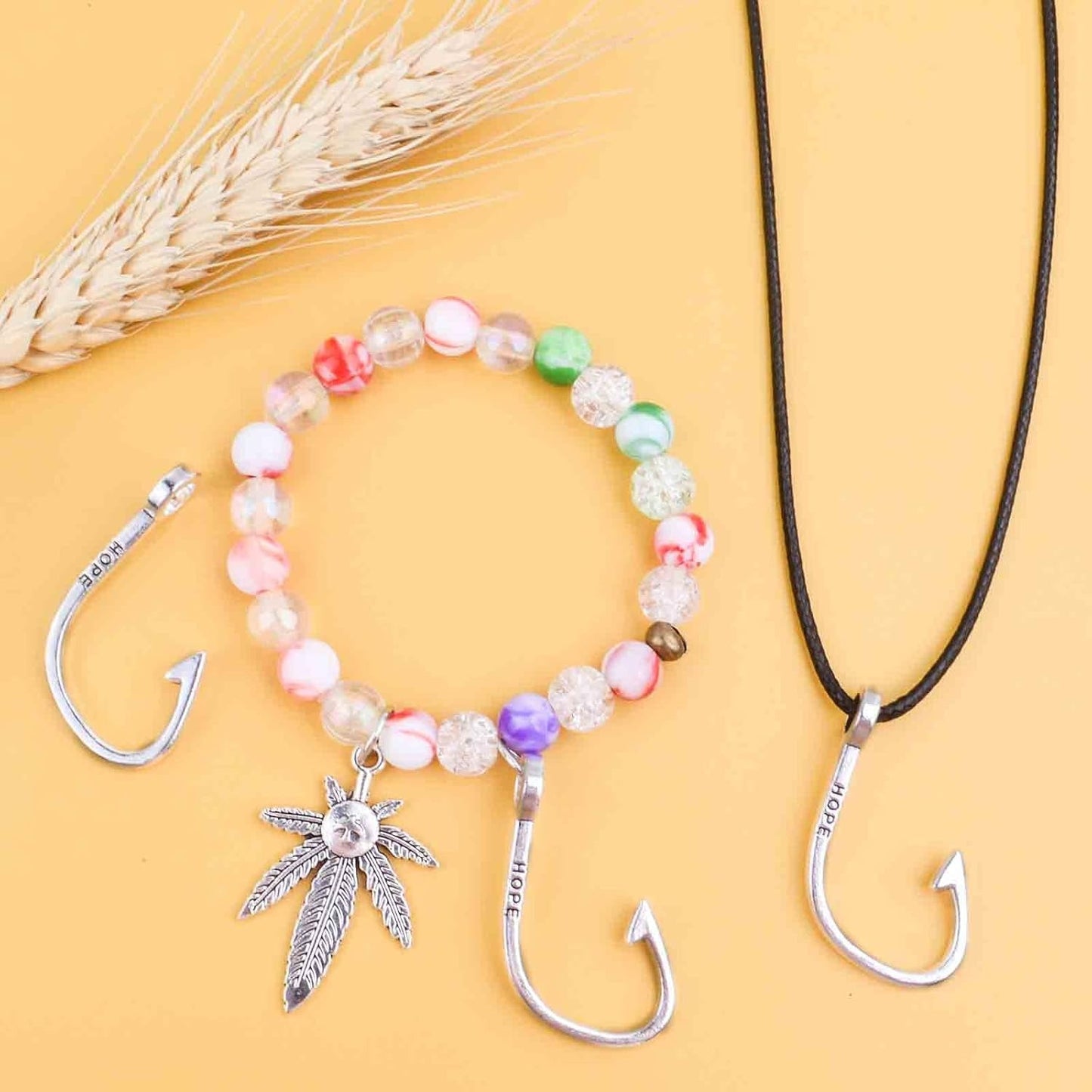 50 Pieces Antique Silver Fish Hook Pendant Charms Tibetan Vintage Fishing Hook Charms Craft Supplies for DIY Jewelry Making Findings, 36.6 mm × 22.5 mm