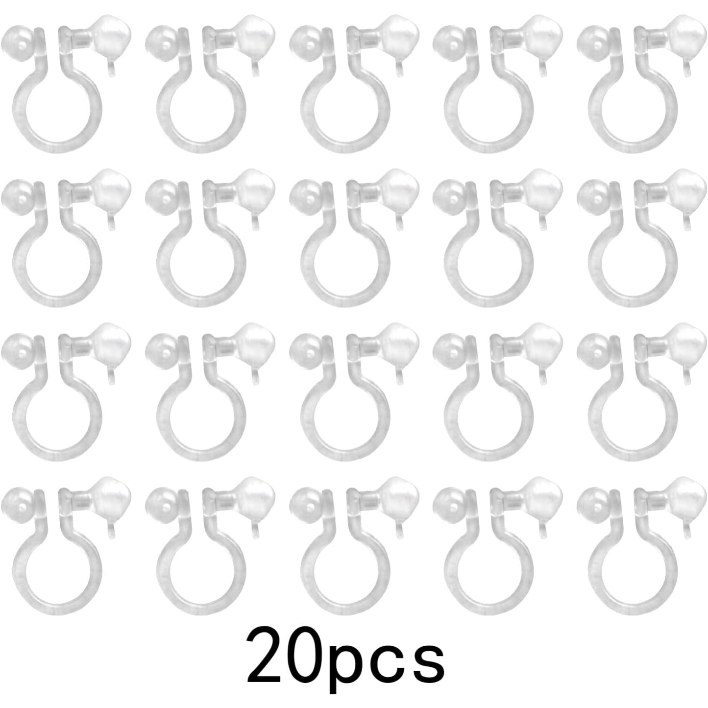 20pcs Transparent Plastic Clip-on Earring Converters Invisible U Type Earring Clips Painless Allergy-Free Resin Earring Components Findings for Non Pierced Ears