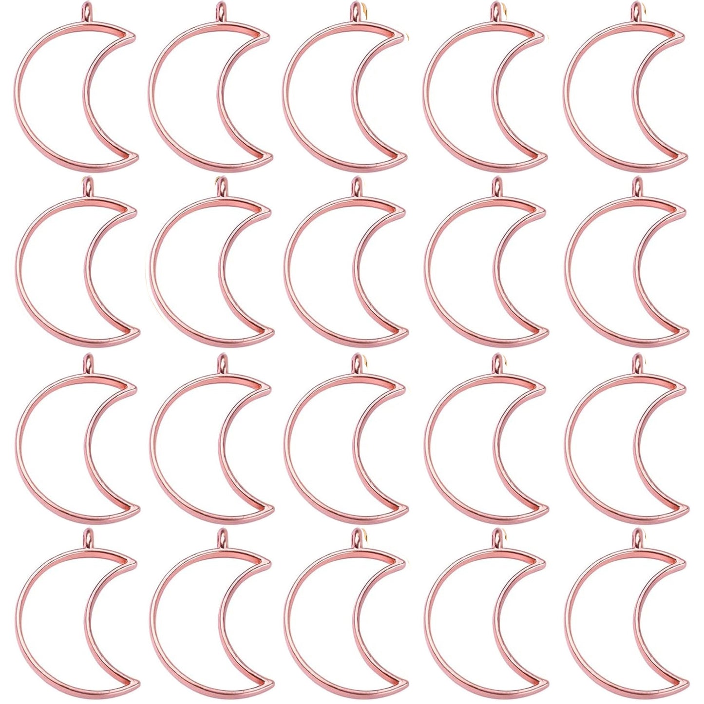 20pcs 4 Colors Moon Open Bezel Pendants Charms Crescent Charms Resin Molds Open Back Pendant Blanks Hollow Frame Pendants for Resin Jewelry DIY Crafts Making