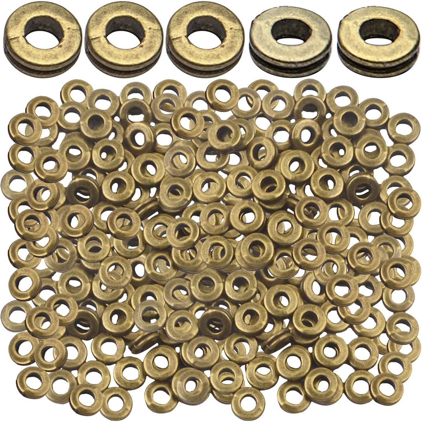 Rondelle Spacer Beads, 200pcs 6mm Flat Round Spacer Beads Metal Rondelle Spacer Beads Craft Supplies for DIY Jewelry Making, Antique Bronze