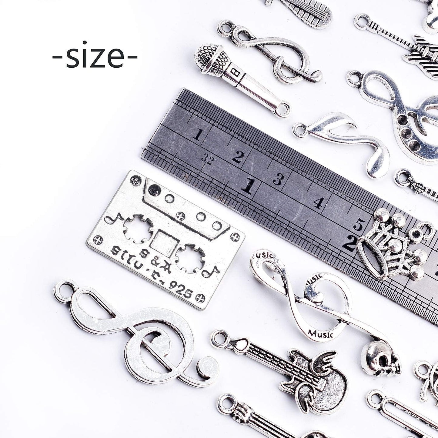 Music Notes Charm,100 Grams Alloy Multistyle Musical Notation Symbol Charm Pendant Connector for DIY Jewelry Making Accessaries(About 70-90pcs)