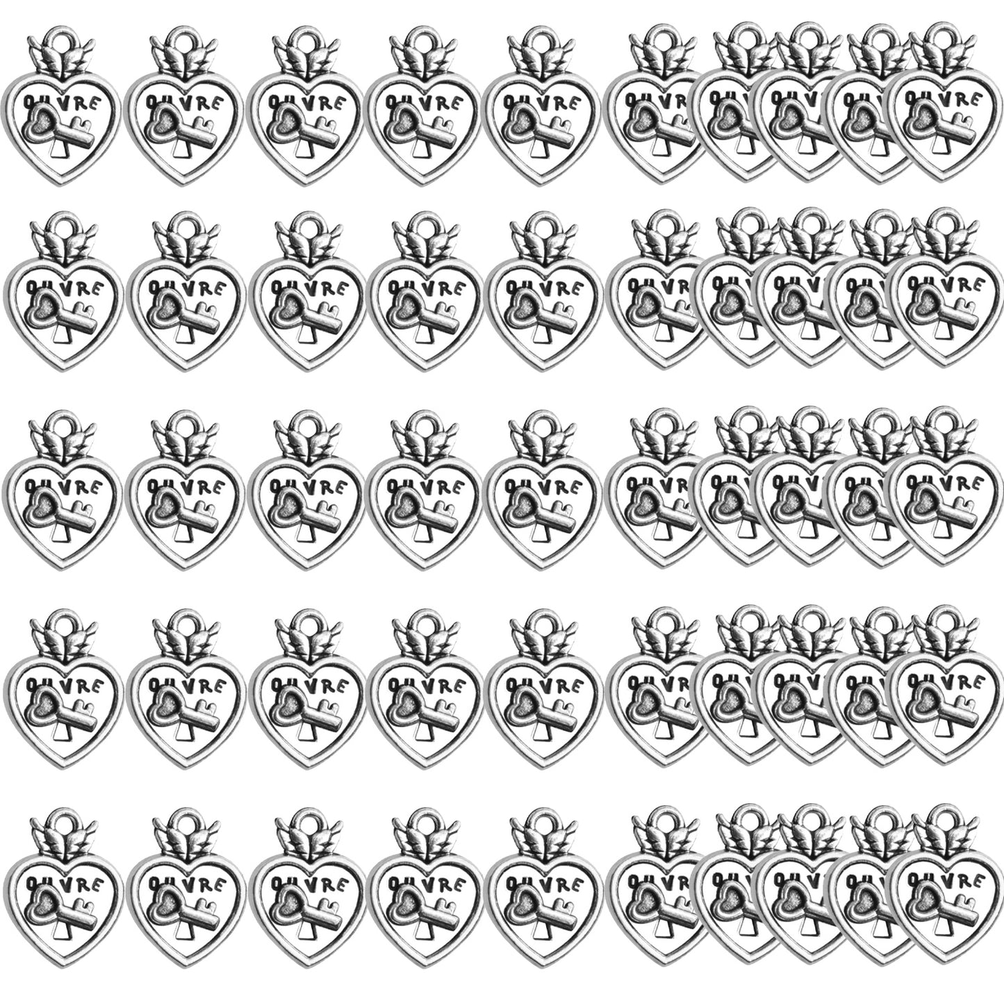 Lock Charms Pendant, 50pcs Tibetan Style Heart Lock Charms Antique Alloy Lock Pendant Craft Supplies for Bracelets Necklace Jewelry Findings, Antique Silver and Antique Bronze, 17x13x2.5mm