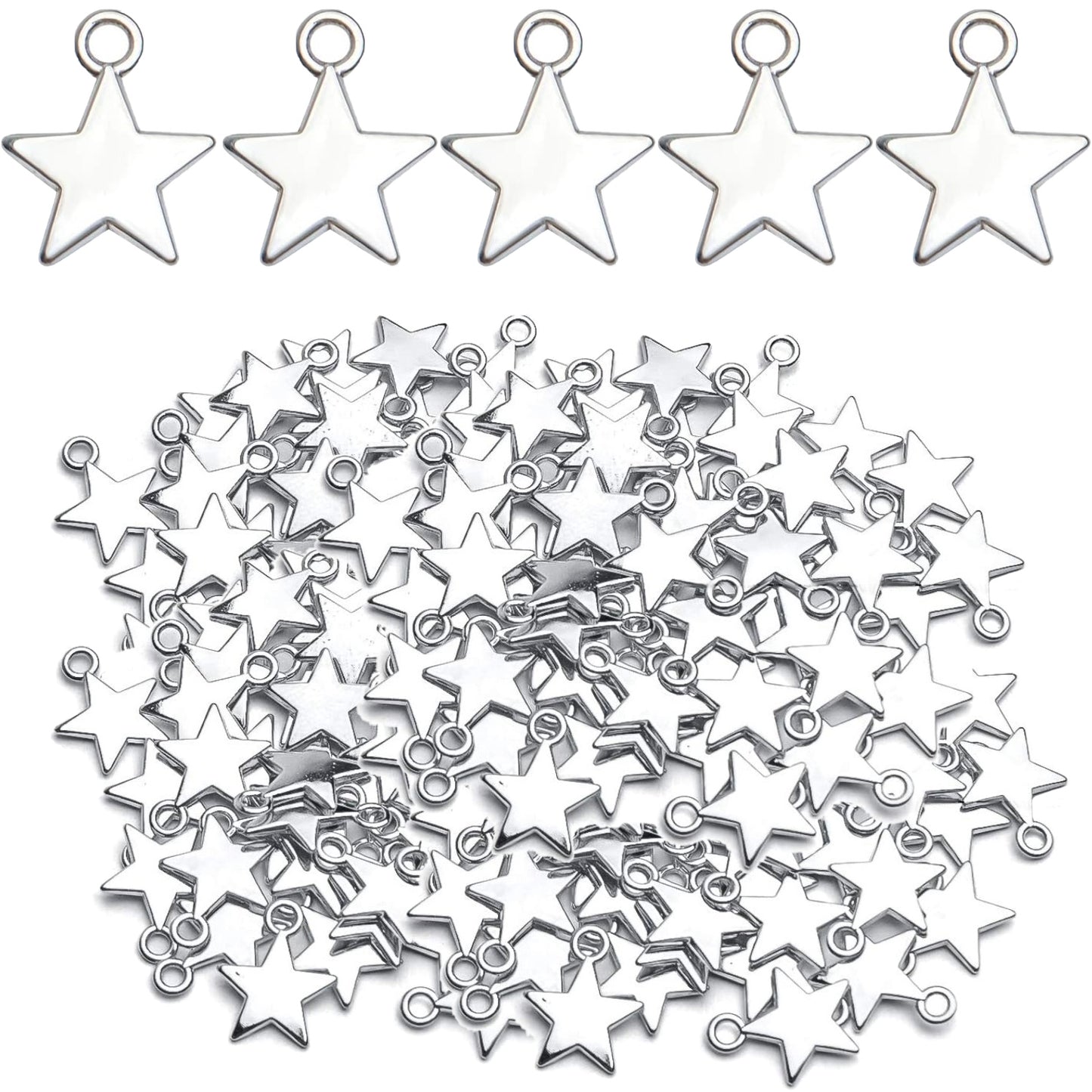 Star Pendant Charms, 100pcs 13x10mm Star Shape, Antique Golden & Silver Plated, Pentagram Charms for DIY Bracelet, Necklace, Earring Jewelry Making