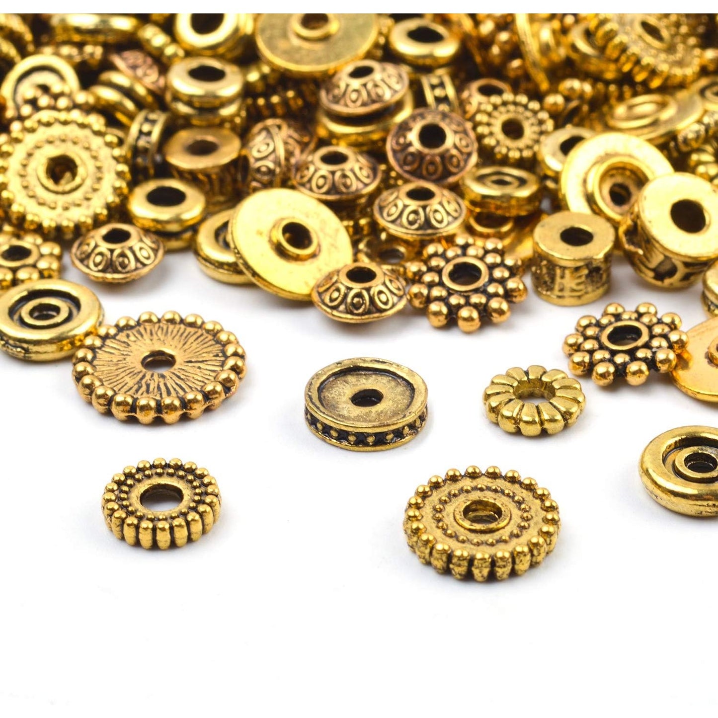 100 Gram(About 170-300pcs) Bali Style Antique Gold Spacer Beads Jewelry Findings Accessories for Jewelry Making Bracelet Necklace