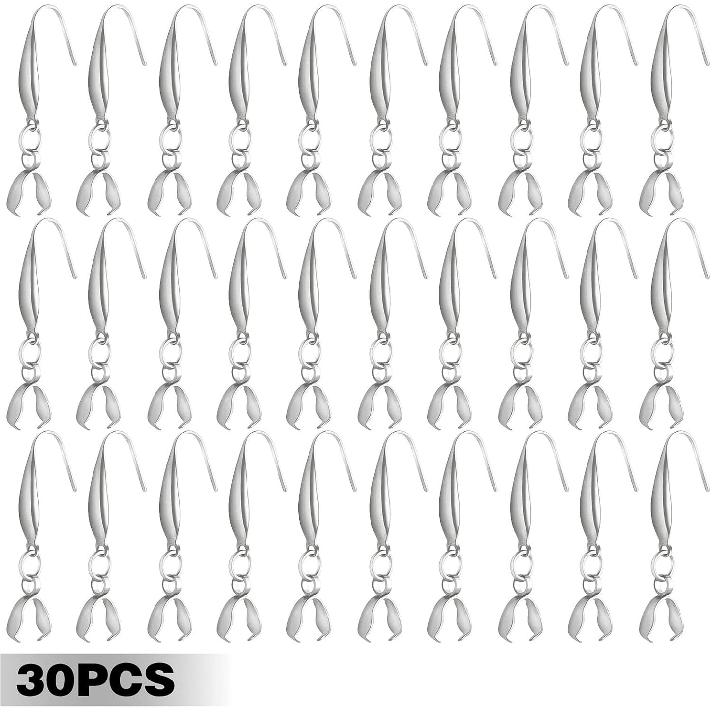 Stainless Steel Earring Hooks, 30pcs Hypoallergenic Pendant Clasp Earring Hooks Ear Wire Buckle Dangle Earrings for Women Jewelry Making Supplies, 34 mm x 13 mm