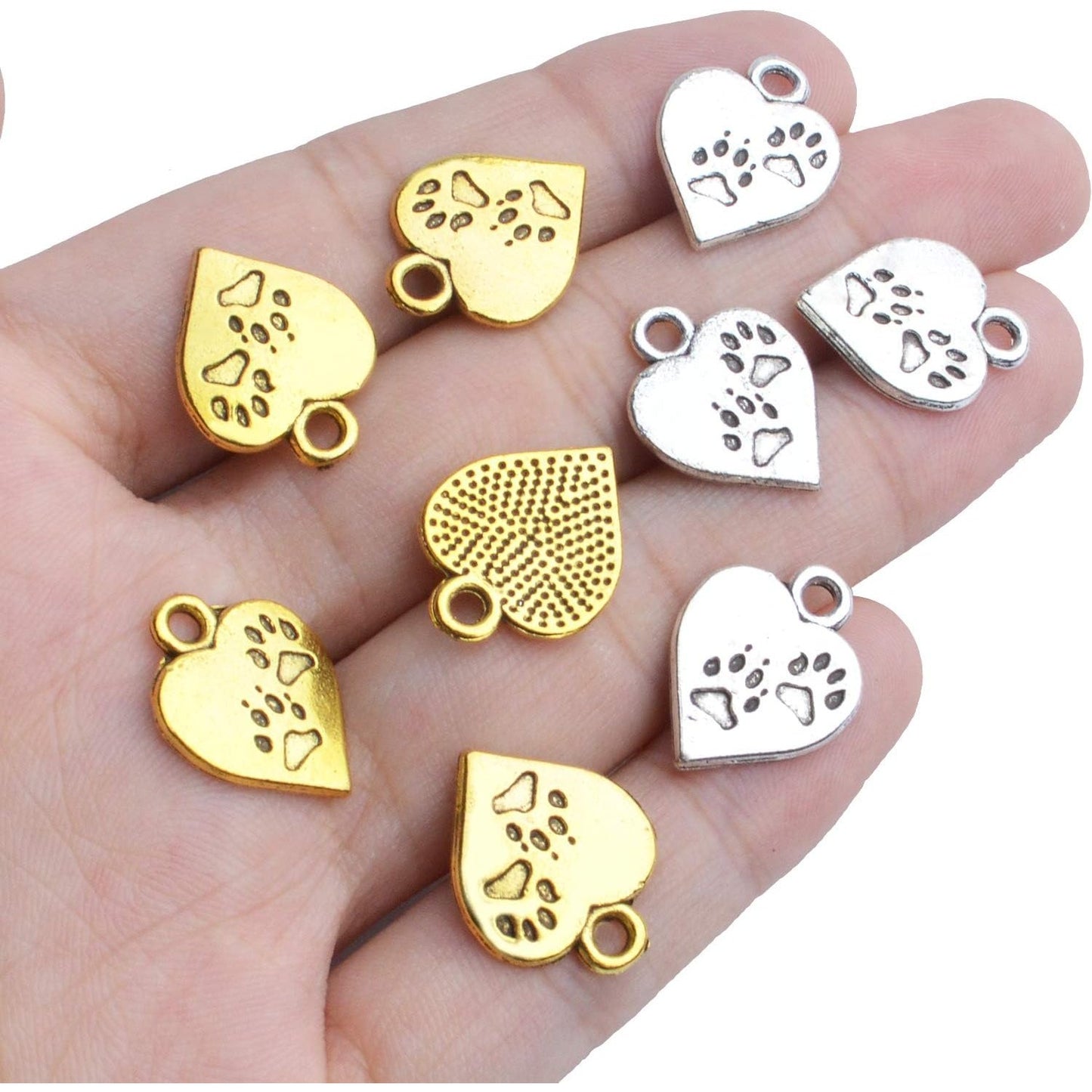50pcs 17mm Alloy Heart Shape Charm Love Charms Tibetan Dangle Heart Charms Jewelry Charms Pendants for Bracelet Earring Necklace Jewelry Making Accessories